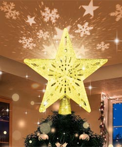 comprar Estrella árbol Navidad Dorada con Proyector LED barata